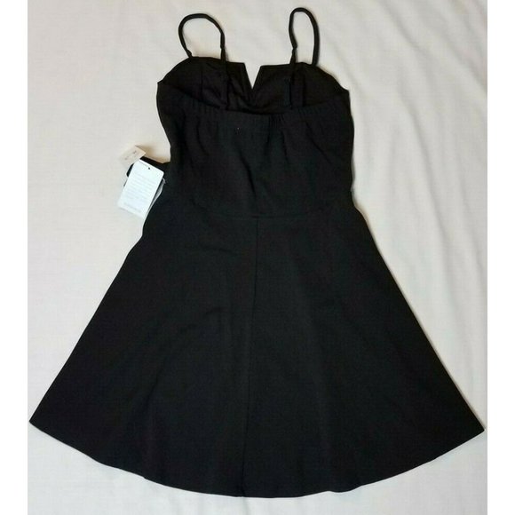 BAILEY BLUE Sz. M Black Sleeveless Short Faux Wrap Strap Dress NWT - Picture 4 of 4